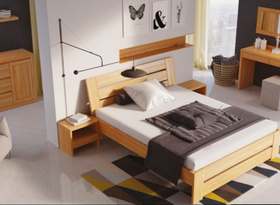 Schlafzimmer Set 5tlg. Bett 2x Nachttisch+Shminktisch Spiegel Vollholz Möbel Neu